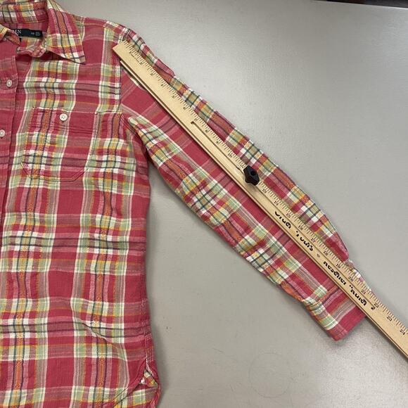 Ralph Lauren Flannel Top Women XS Pink Plaid Coastal Cowgirl Cabincore Button Up - Picture 6 of 11